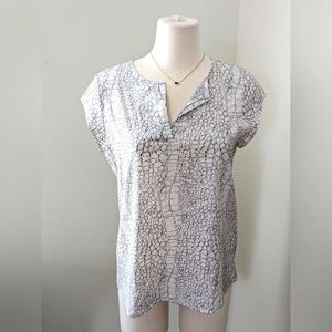 Short Sleeve Blouse Modern Snake Skin Animal Print